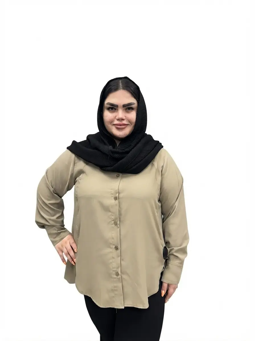 شومیز سایز بزرگ زنانه ژاکلین دکمه دار